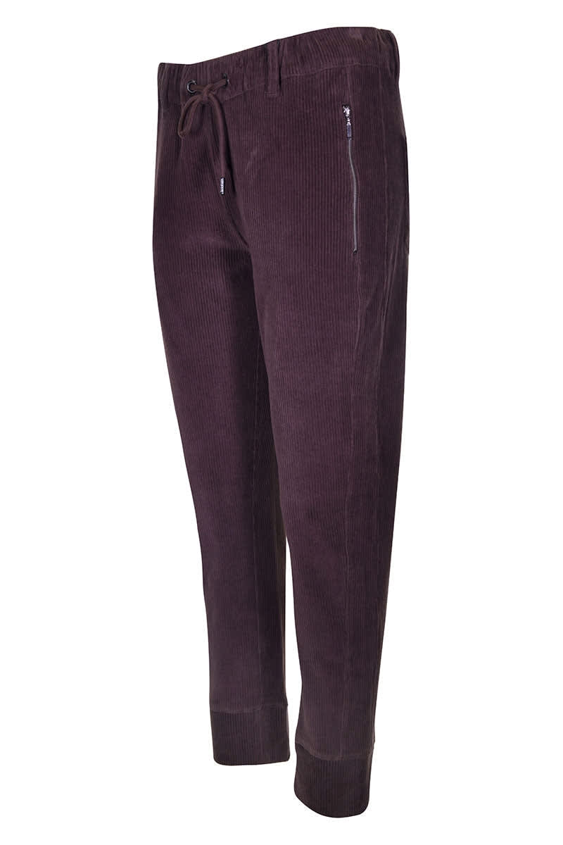 Pantalon en velours côtelé à taille ajustable vue de face pour femme kennys
