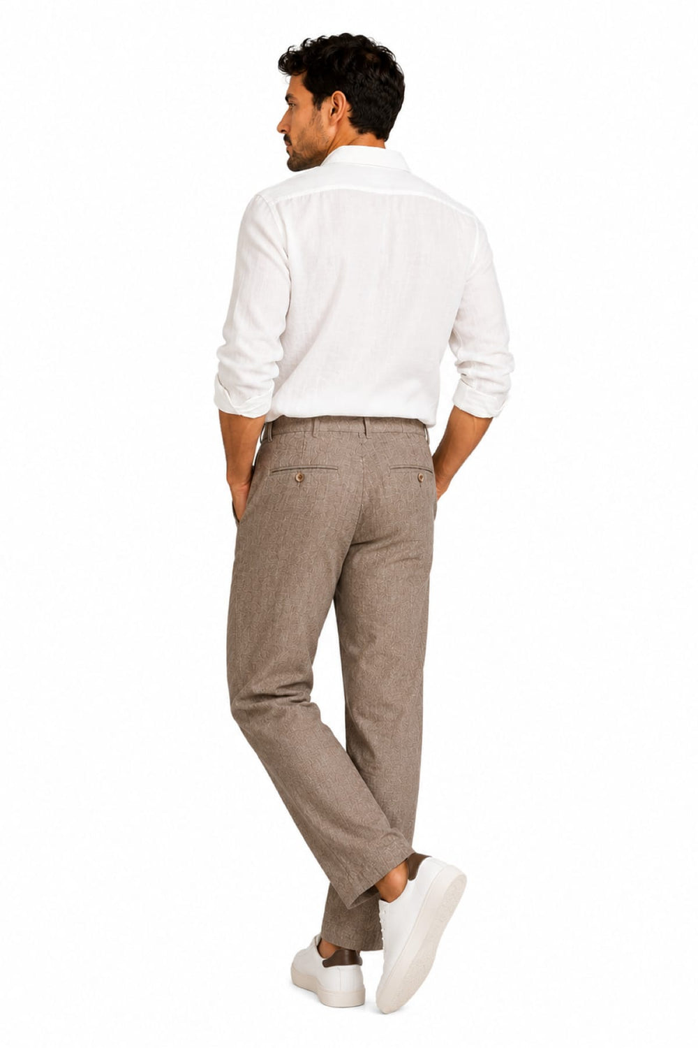 Back view of Brax men's beige patterned chinos - Valérie Simon