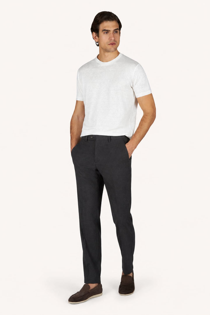 Vue latérale pantalon chino extensible Paul and Shark homme marron avec poches biais - Valérie Simon