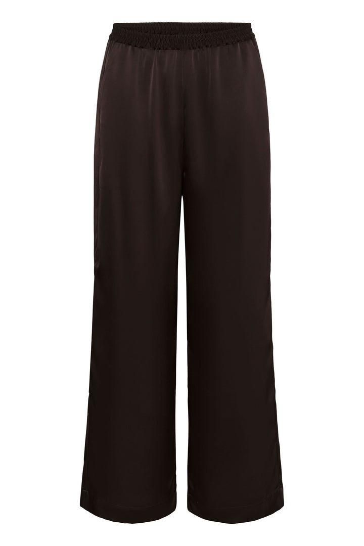 Pantalon habillé olive satiné à jambe large vue de face pour femme Inwear