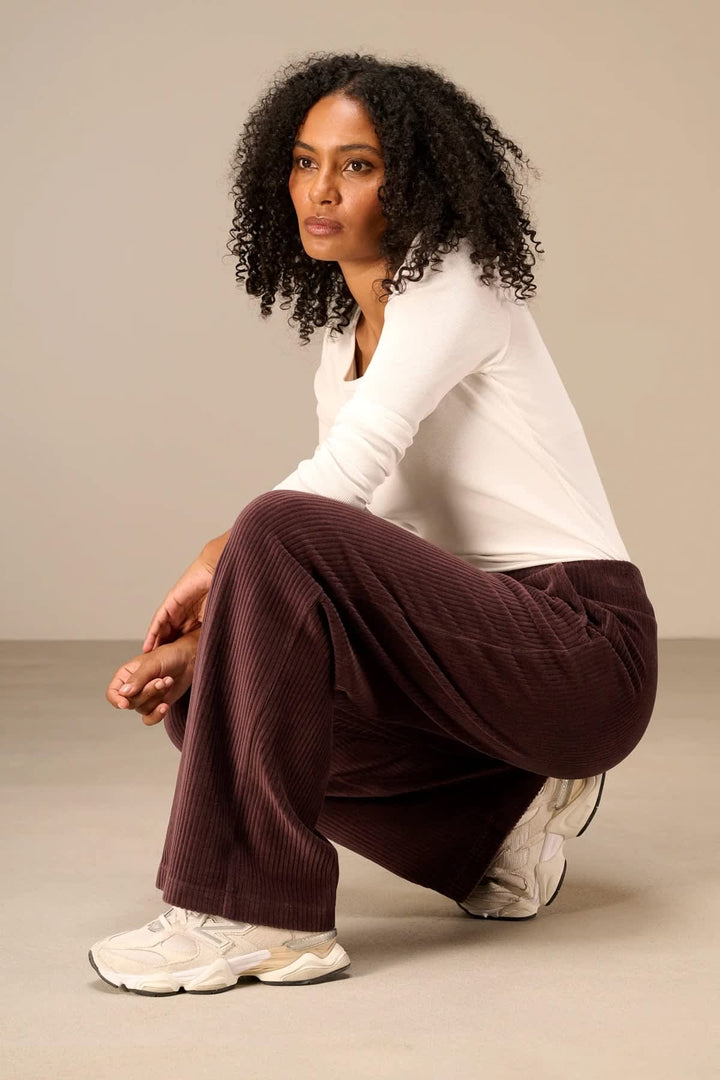 Pantalon jogging en velours côtelé à jambes larges pour femme Nile