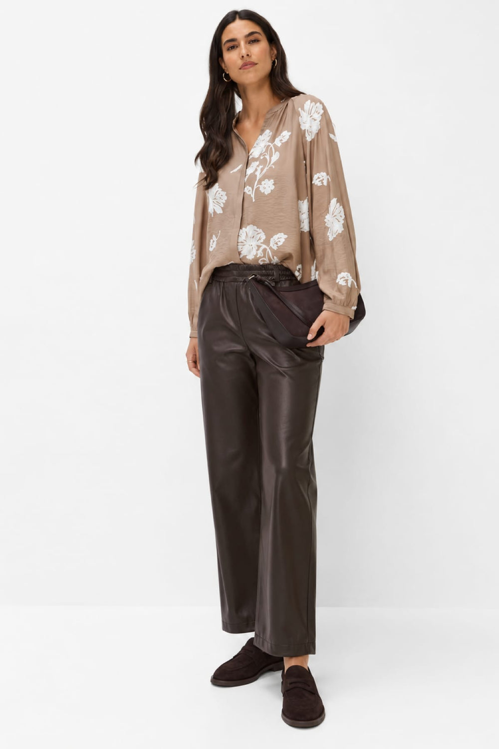 Pantalon Maine en similicuir à jambe large pour femme Brax