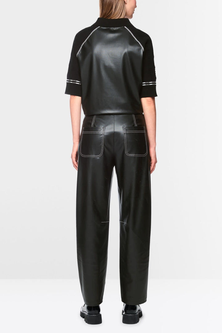 Pantalon RUMA en simili-cuir noir vue de face pour femme Marc Cain