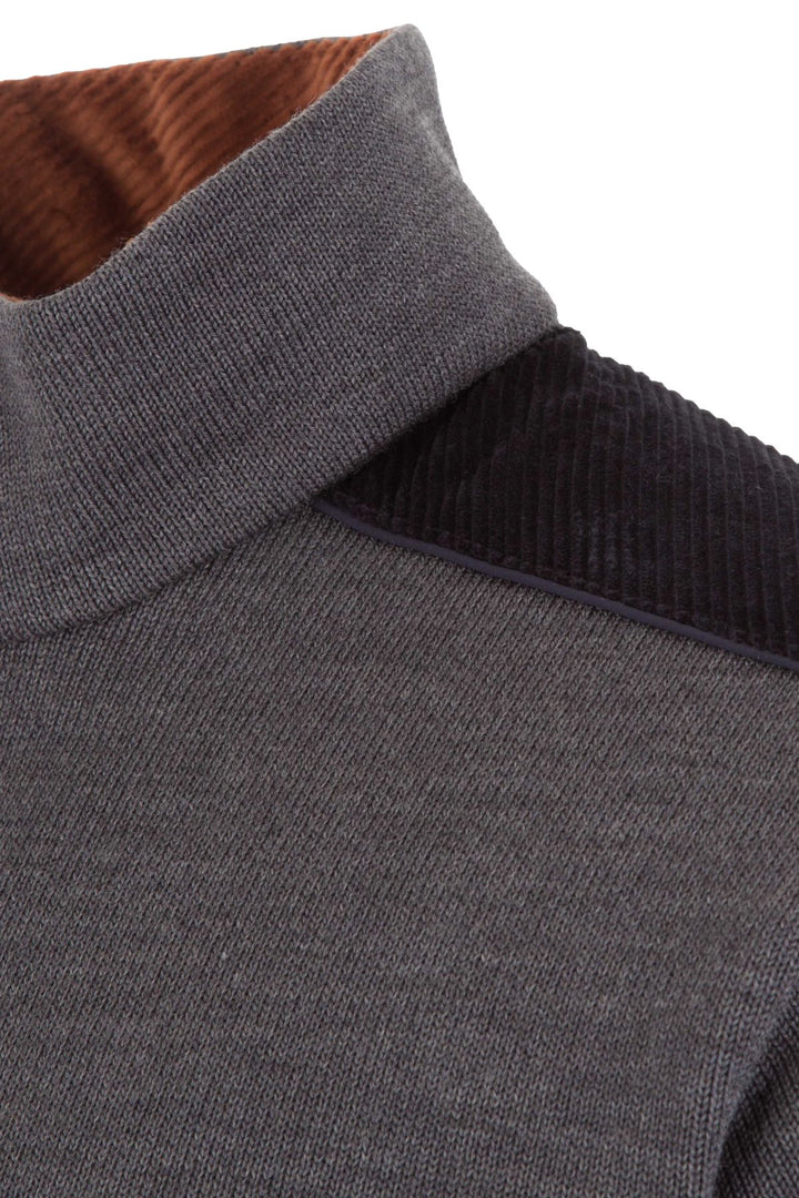 Half-zip wool sweater - velvet details