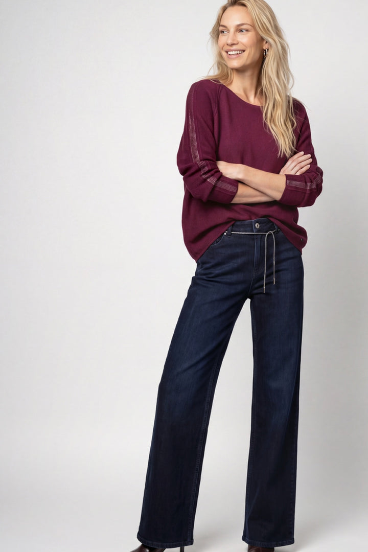 Cotton sweater with rhinestone details