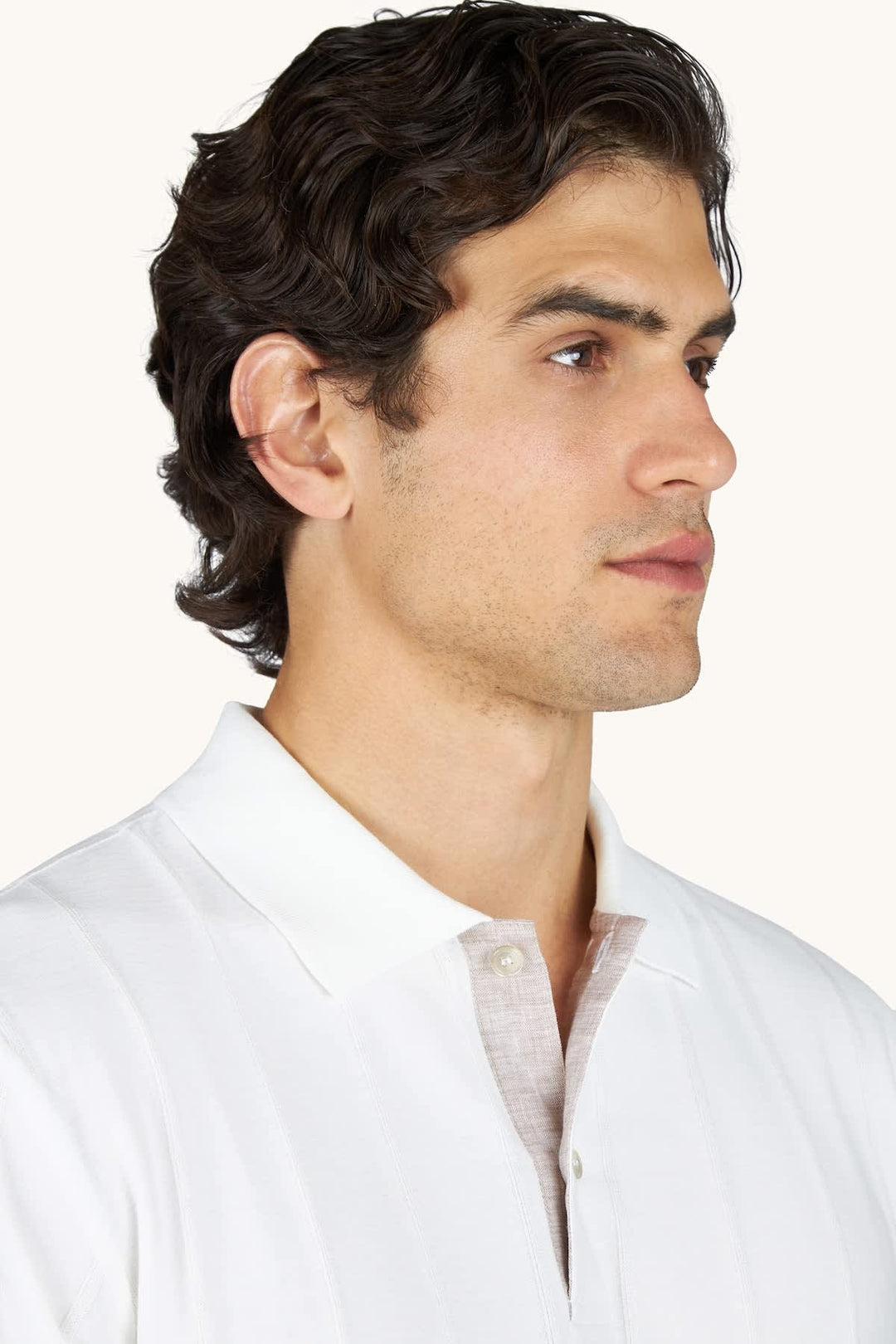 Side view of a blue ribbed textured men&