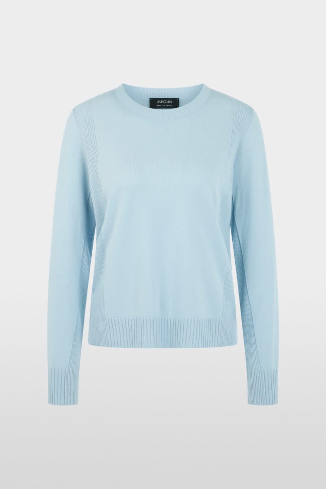 Vue de côté pull léger Marc Cain femme gris avec motif texturé sur manches - Valérie Simon