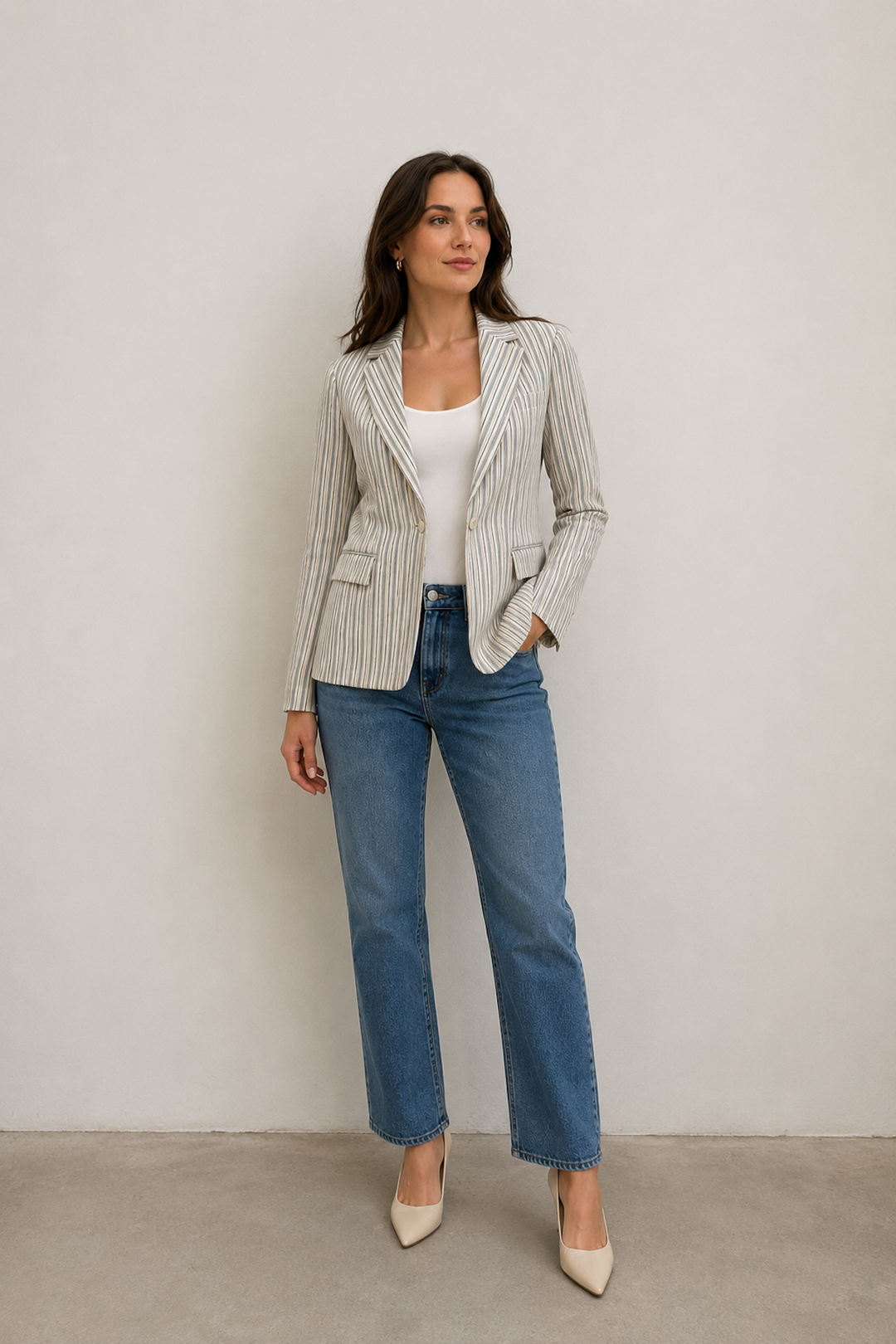 Fitted striped blazer