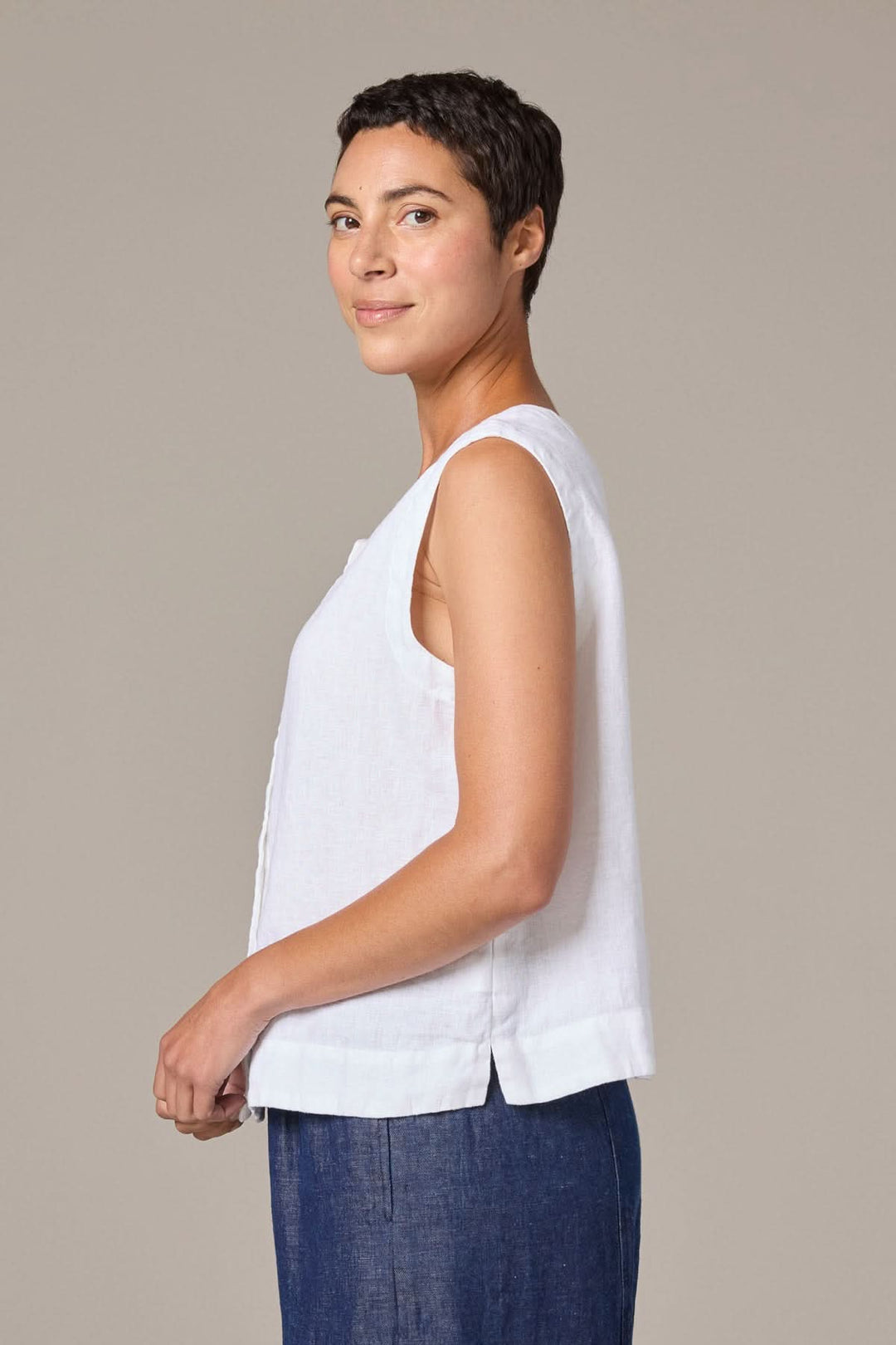 Camisole boutonnée en lin
