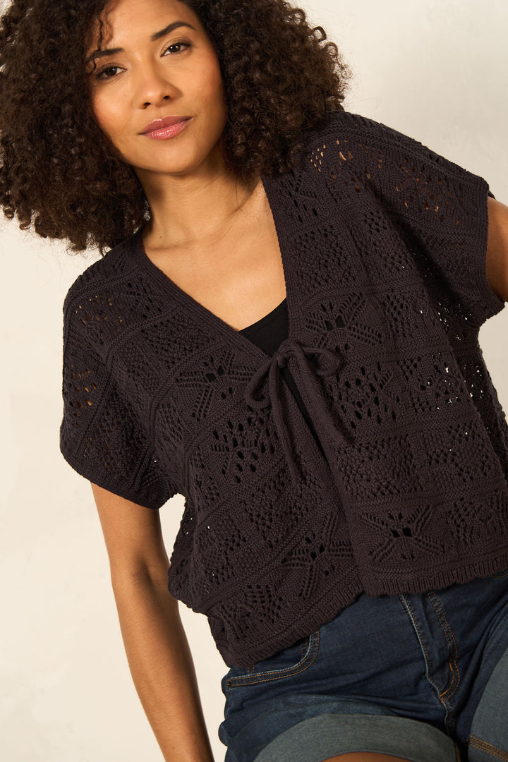 Openwork knit cardigan