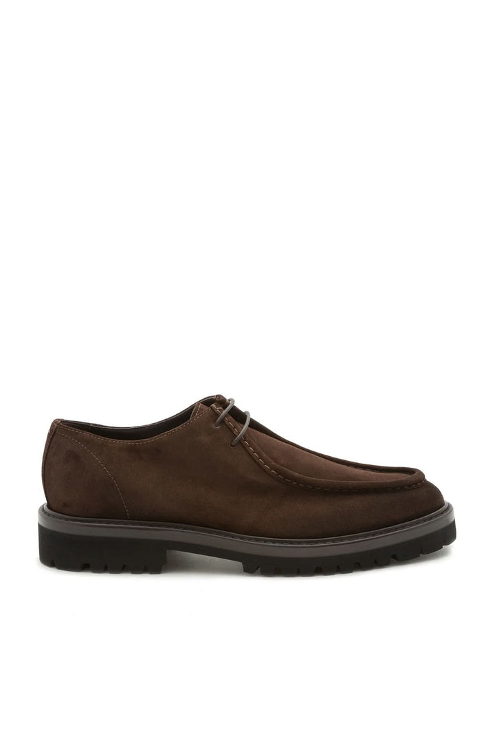 Men's suede calfskin shoe with rubber sole