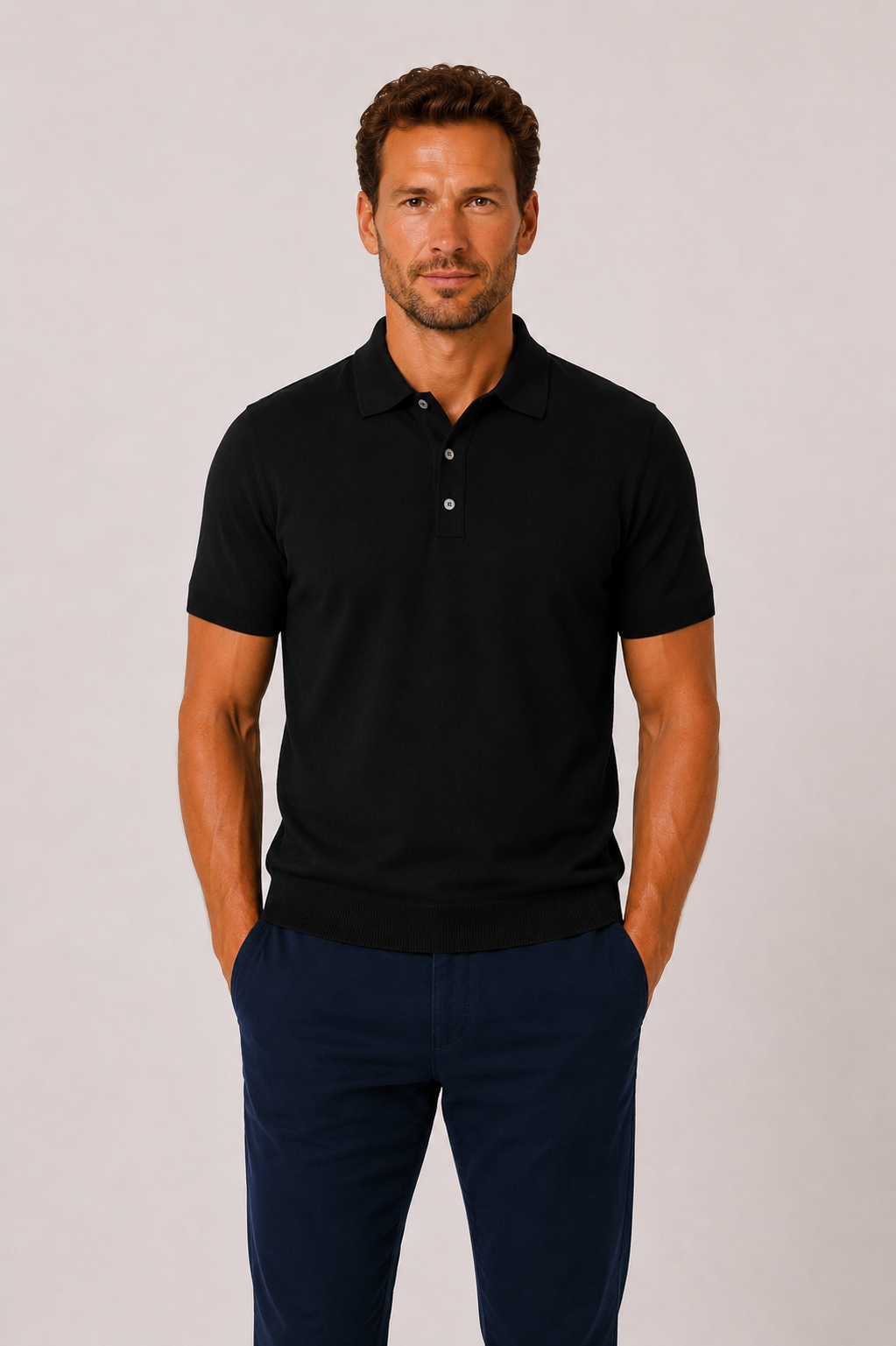 Ultra-soft knitted cotton polo shirt