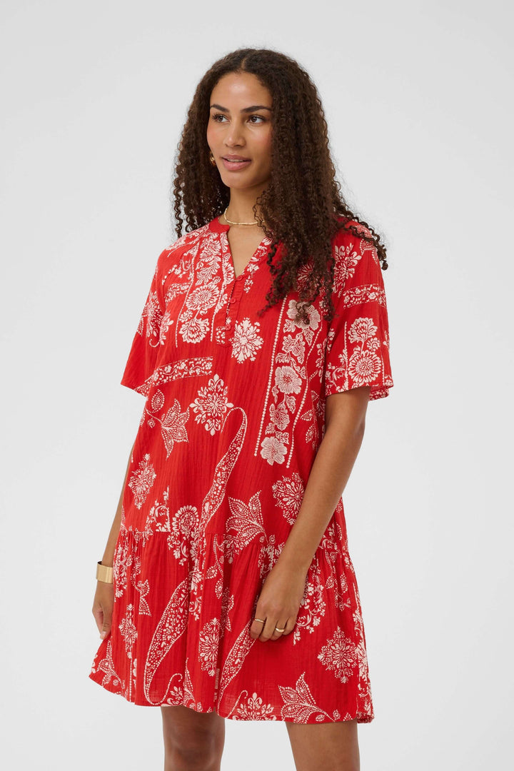 Tiah Short-Sleeve Printed Dress