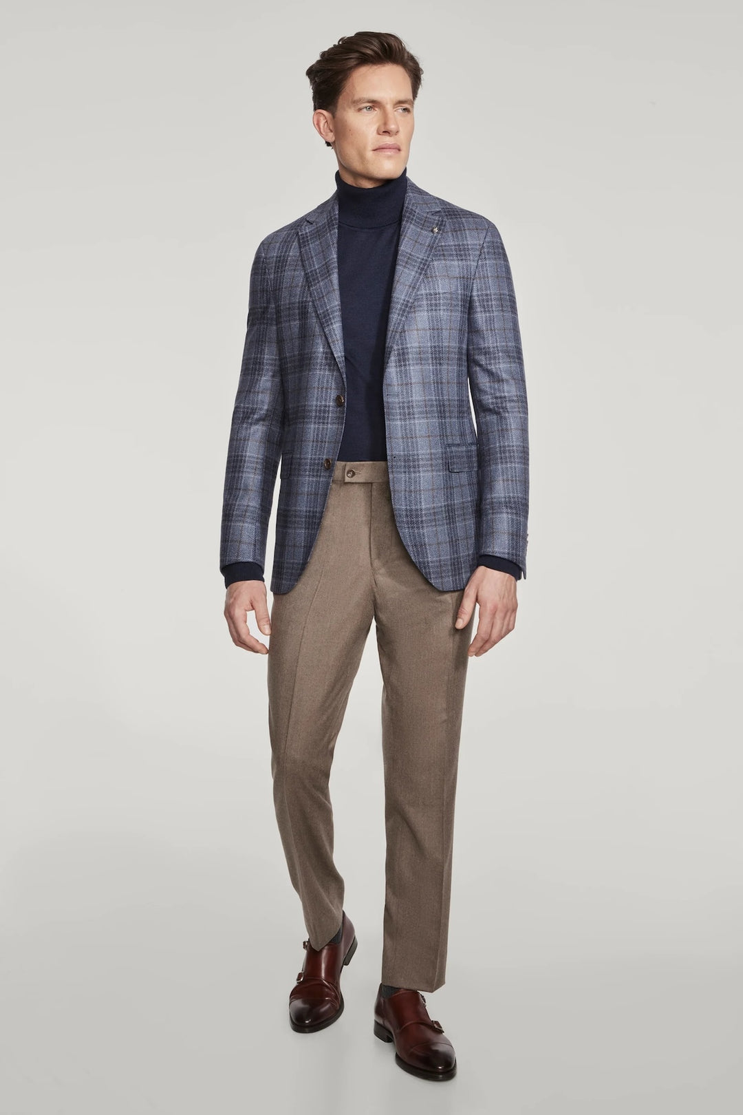 Wool and silk checked jacket