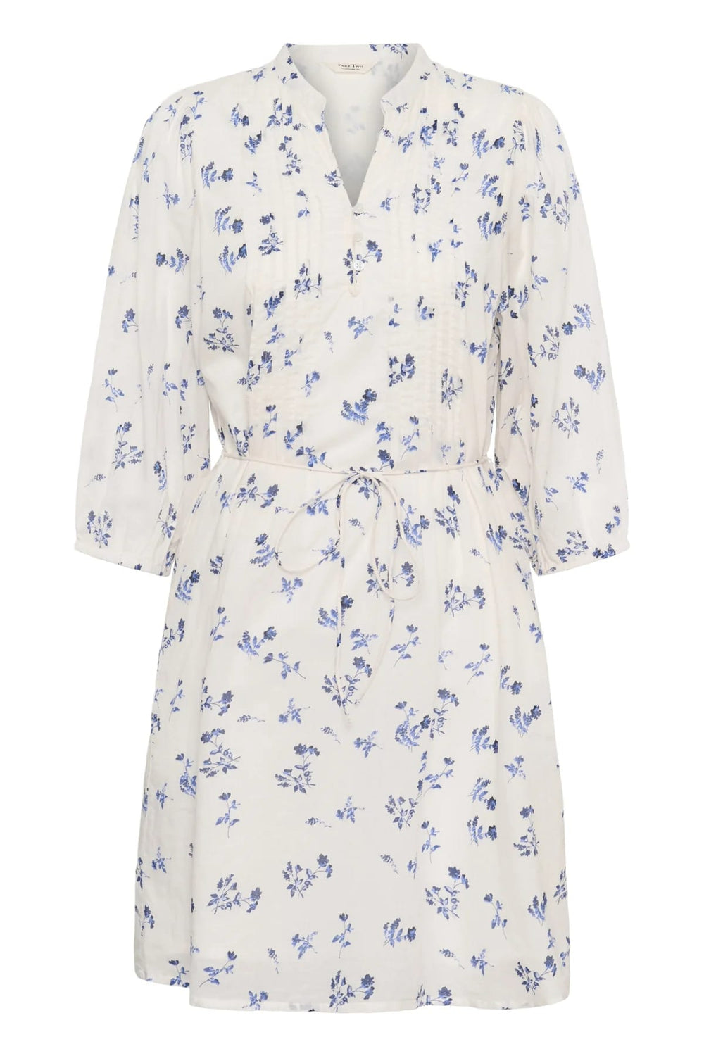 Front view of the Part Two Brynja women's white dress with floral pattern - Valérie Simon