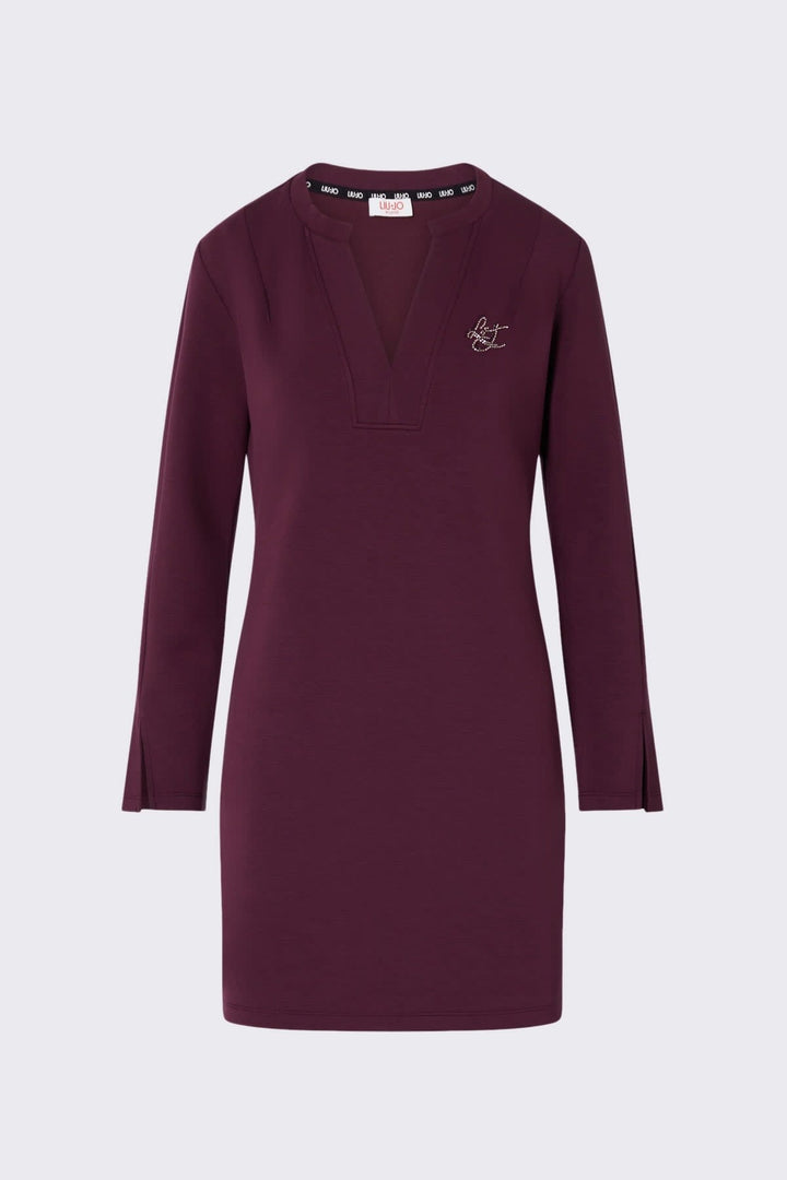 Robe courte à encolure en V et manches longues pour femme liujo