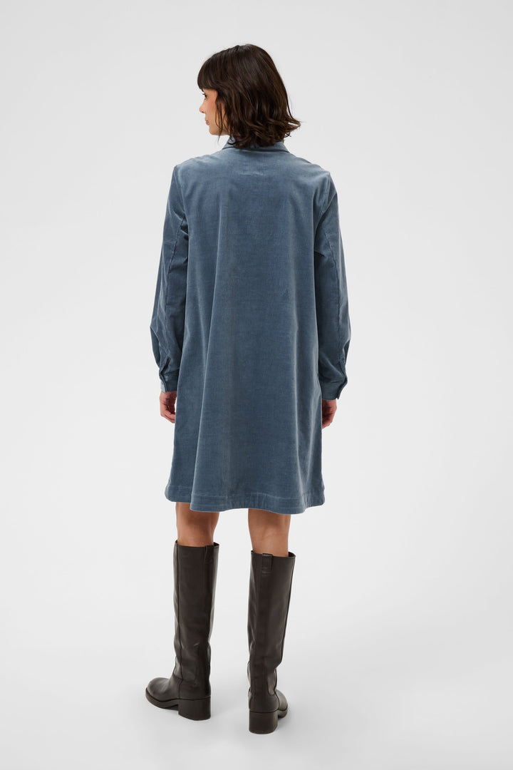 Robe courte en velours côtelé à col chemise Corintha vue de face pour femme Part Two