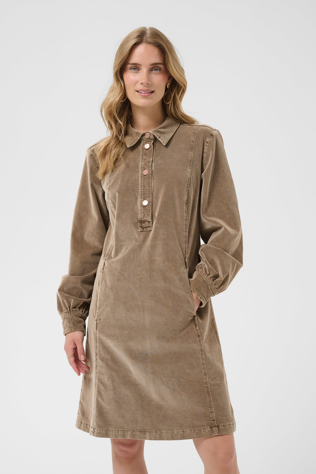 Robe courte en velours côtelé Brady pour femme Cream