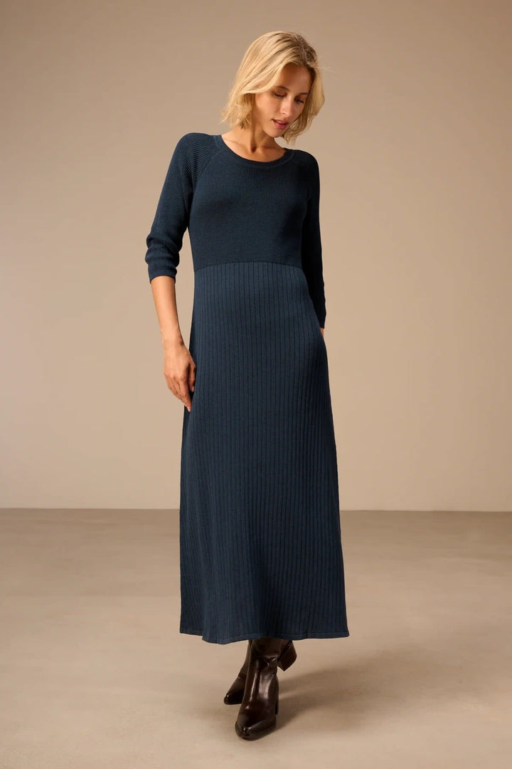 Robe longue en tricot côtelé pour femme Nile
