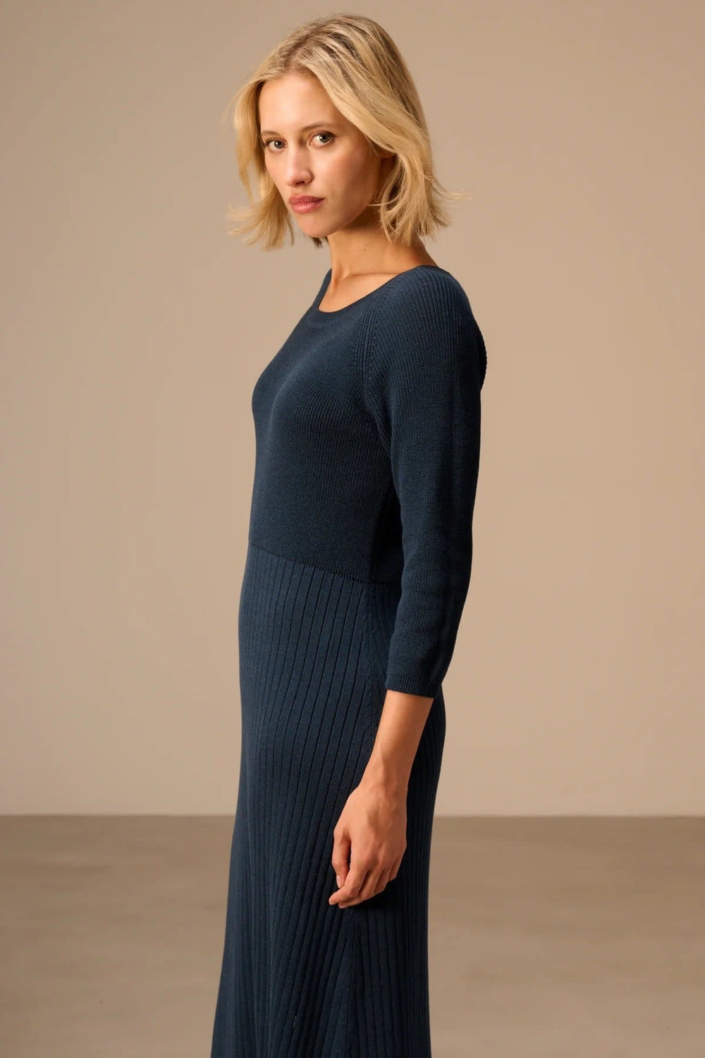 Robe longue en tricot côtelé pour femme Nile