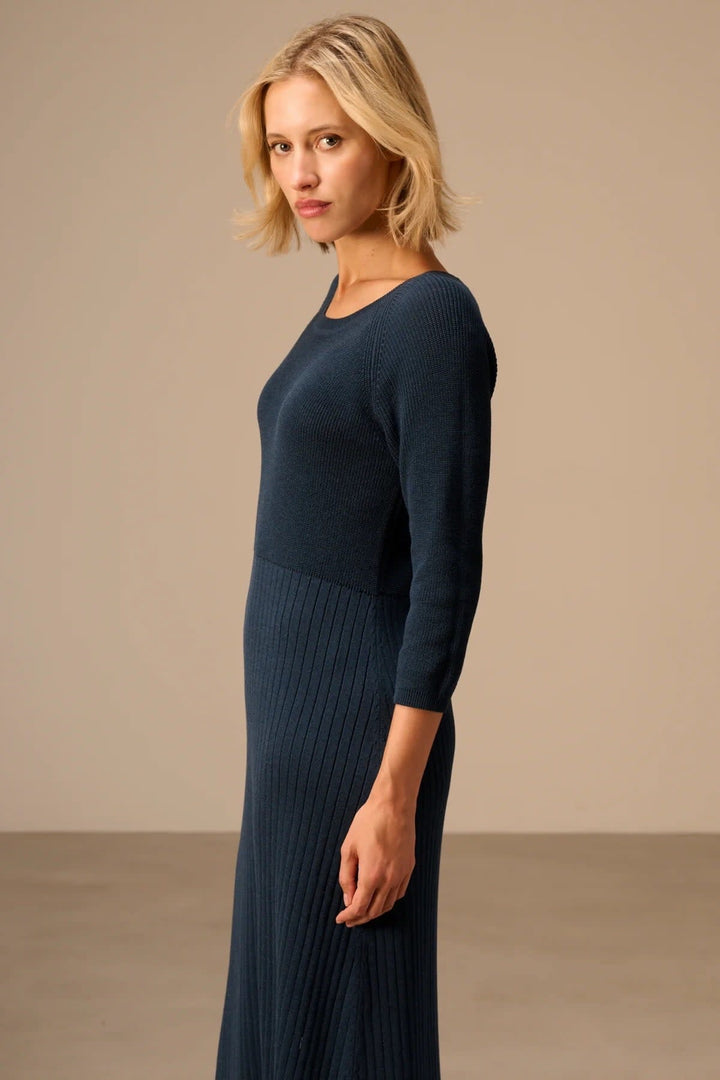 Robe longue en tricot côtelé pour femme Nile