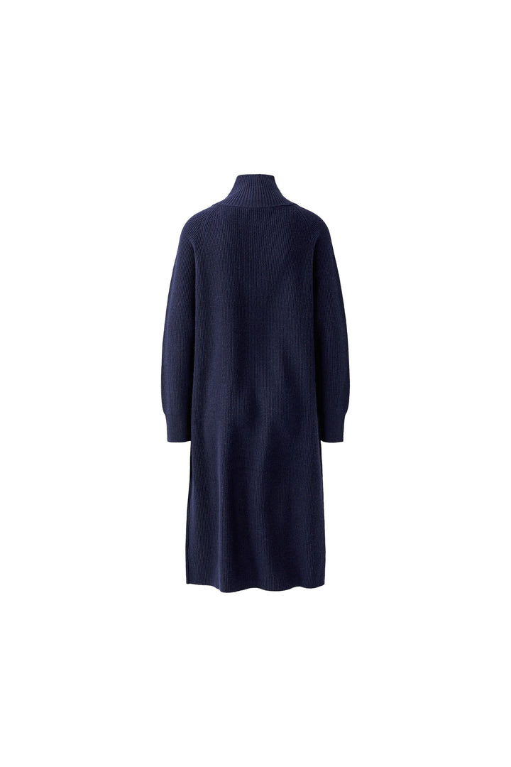 Robe midi en tricot à col zippé vue de face pour femme Oui