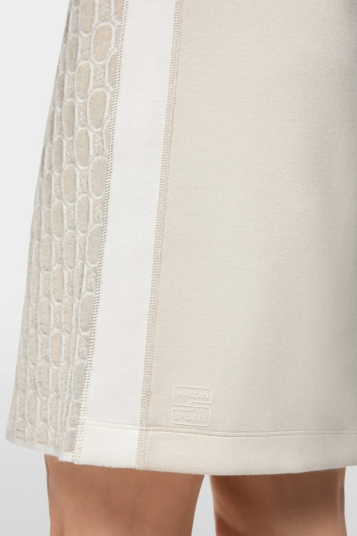 Vue de face robe polo Marc Cain pour femme en maille texturée bleue - Valérie Simon