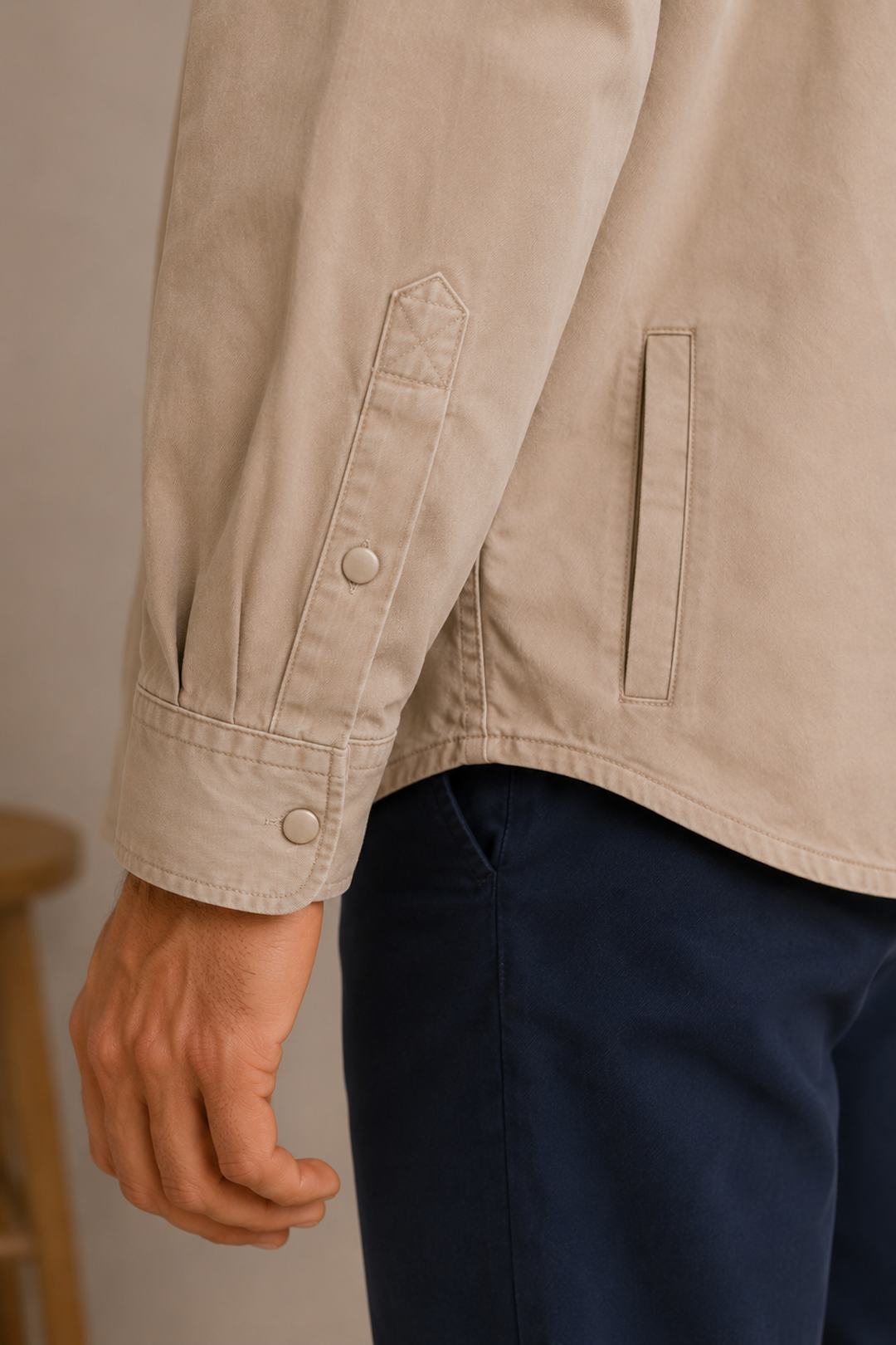 Utility overshirt in stretch cotton