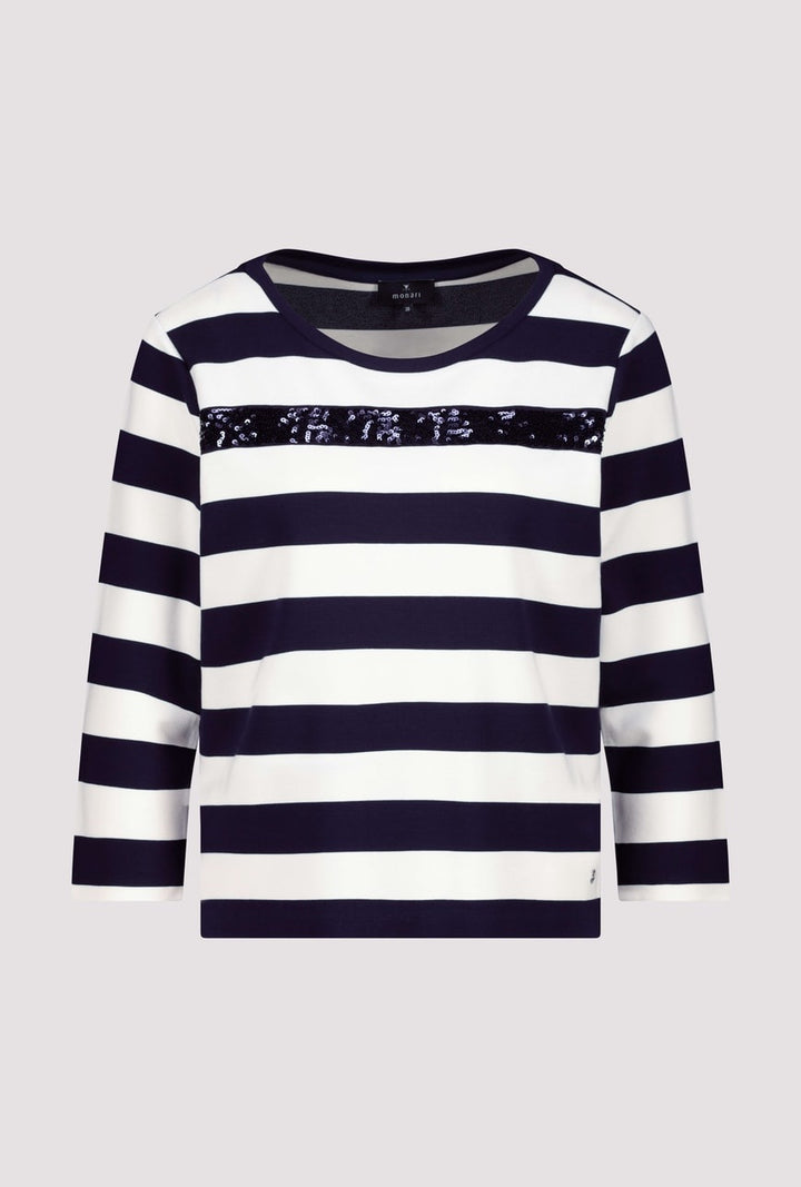 Striped sweatshirt fabric sweater