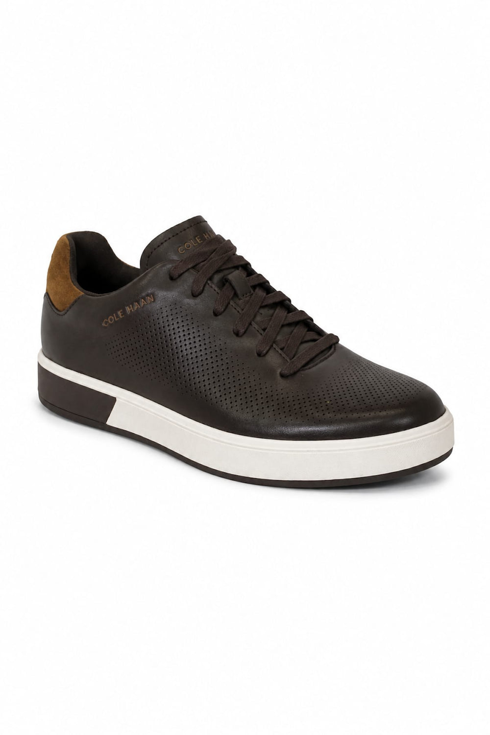 Sneakers en cuir perforé blanc vue de côté pour homme Cole Haan