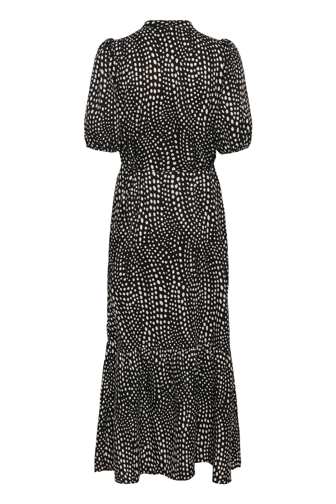 Long printed dress with a belt, Size