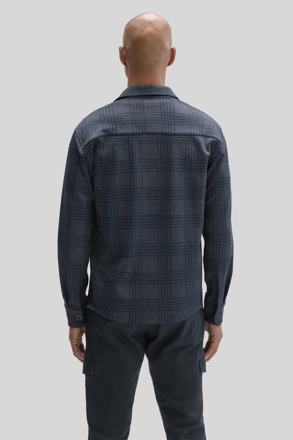 Men's Robert Barakett stretch fabric plaid overshirt, front view