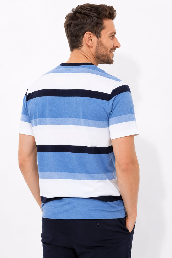 Vue de face t-shirt rayures horizontales Paul and Shark pour homme bleu - Valérie Simon