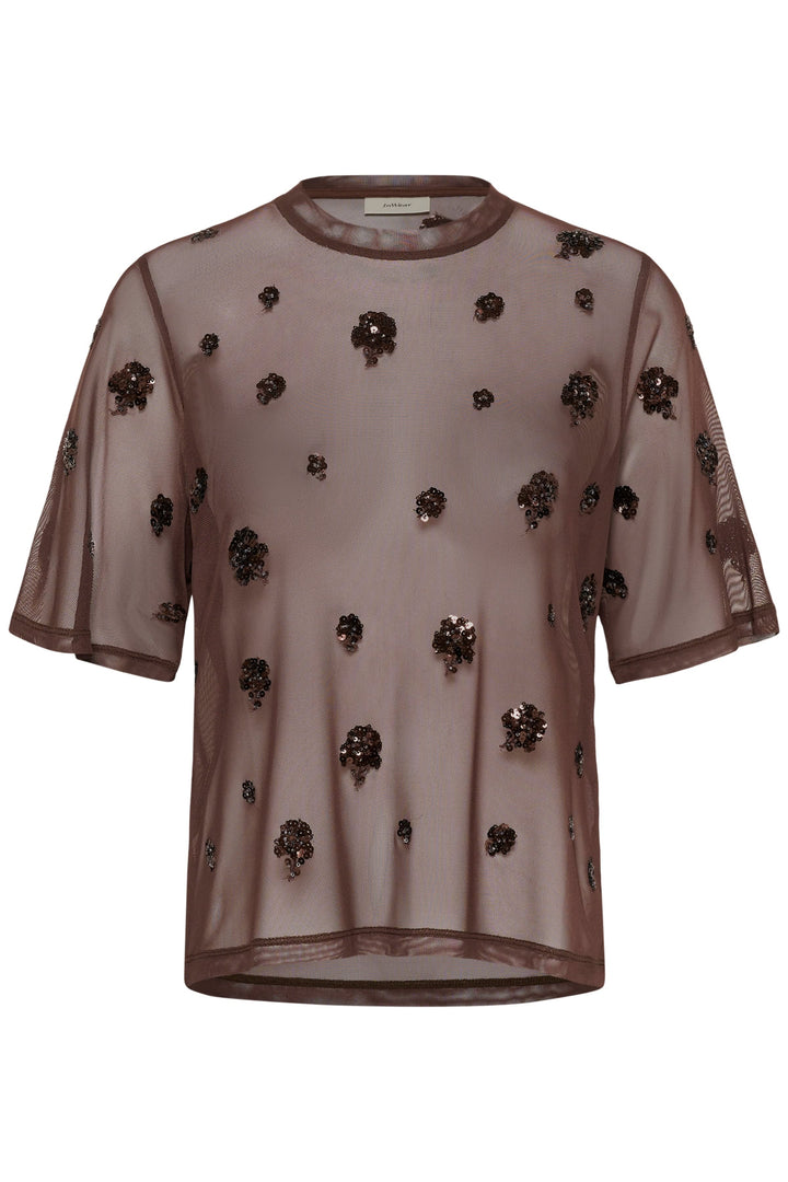 Women’s Bami T-shirt in sheer tulle with floral sequins, front view Inwear