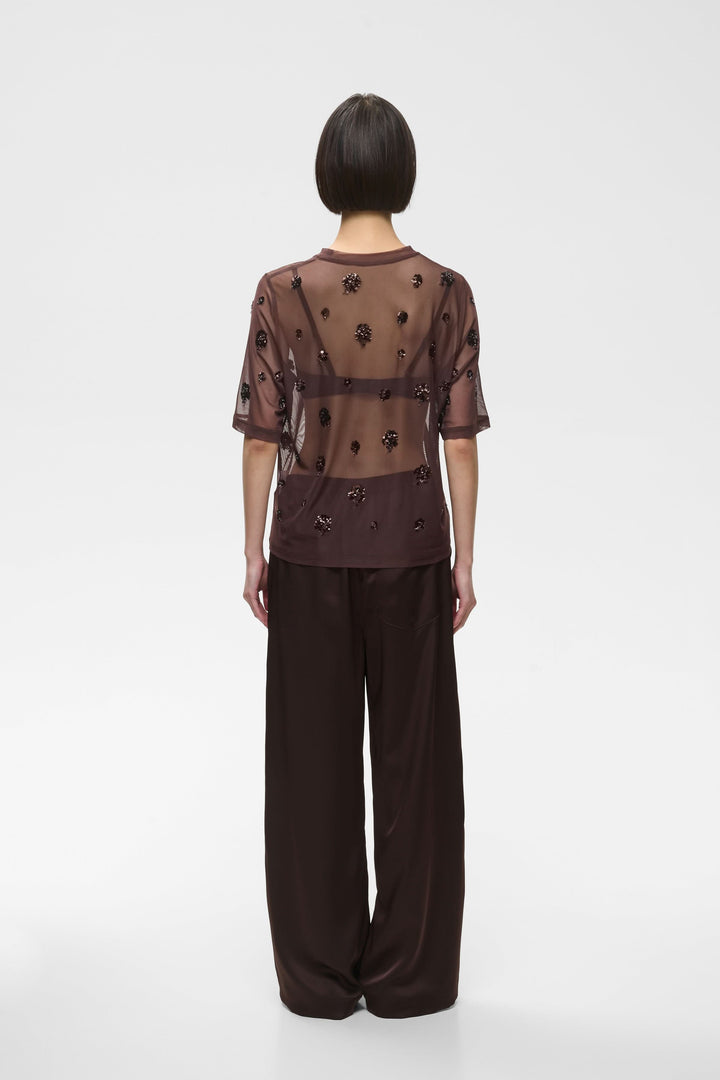 Women’s Bami T-shirt in sheer tulle with floral sequins, front view Inwear