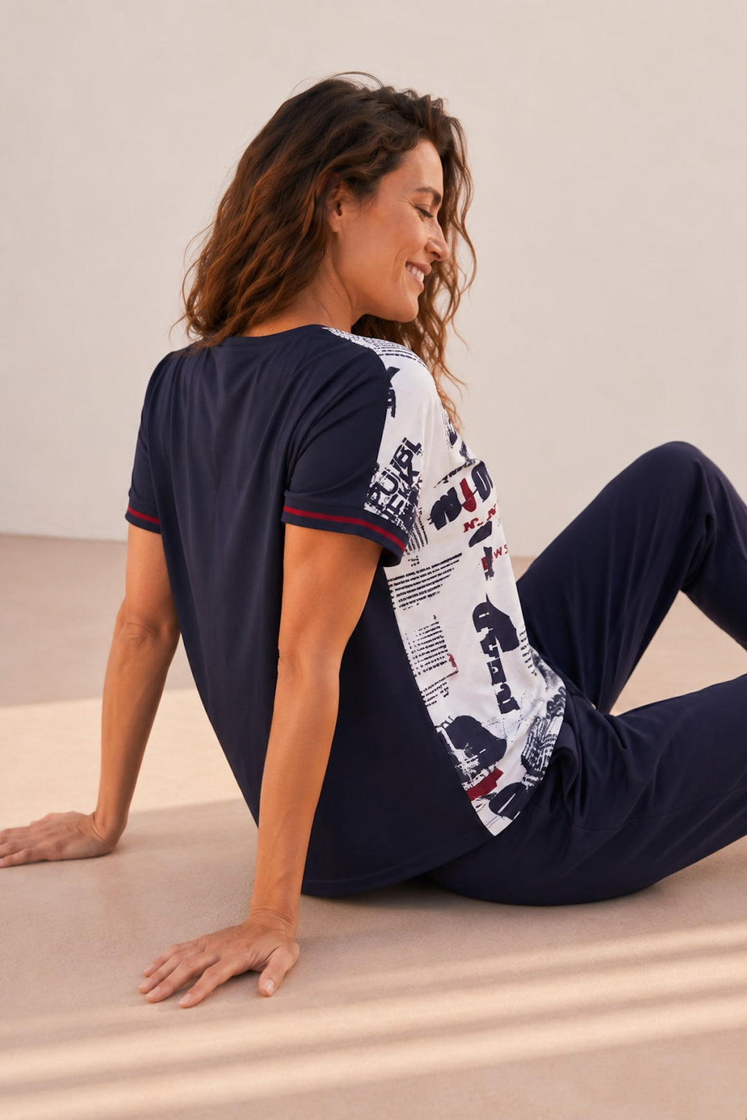 T-shirt bimatière à imprimé graphique pour femme kennys