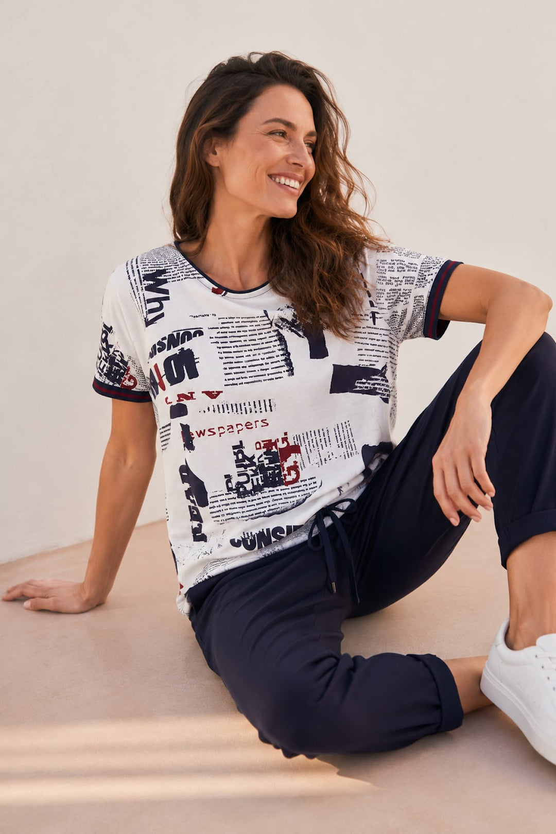 T-shirt bimatière à imprimé graphique pour femme kennys