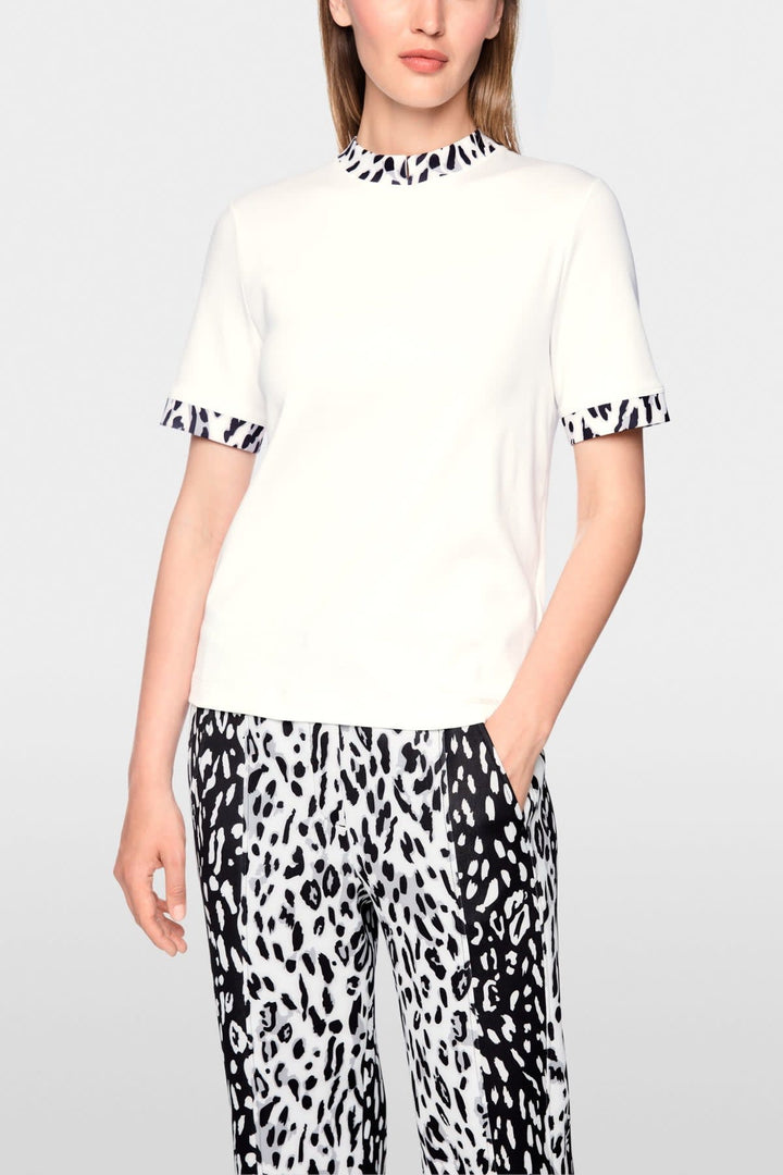 T-shirt côtelé à détails léopard vue de face pour femme Marc Cain