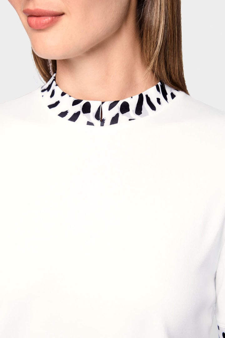 T-shirt côtelé à détails léopard vue de face pour femme Marc Cain
