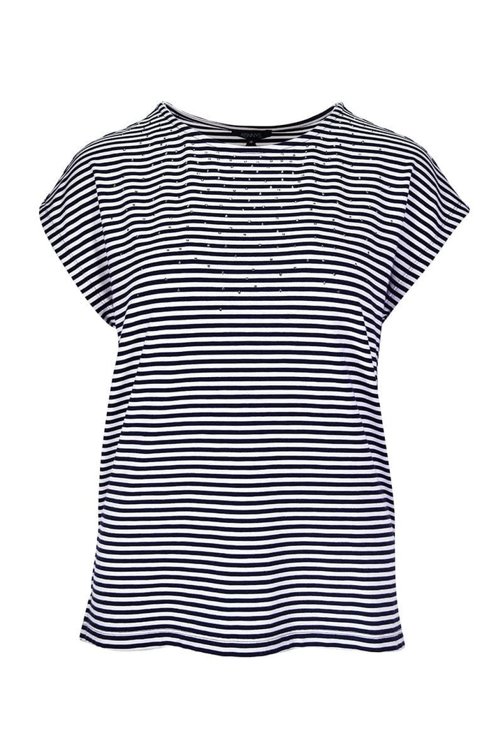 T-shirt rayé à détails scintillants vue de face pour femme kennys
