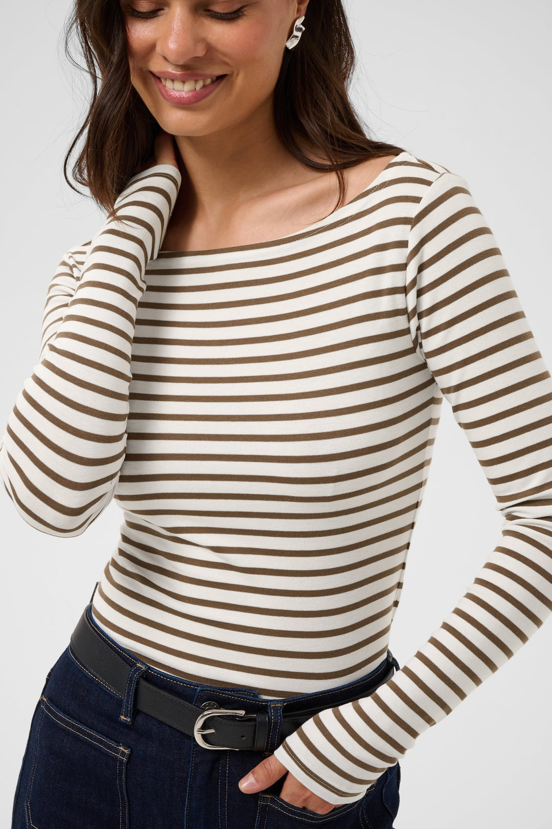 T-shirt rayé à manches longues Liddy pour femme Kaffe