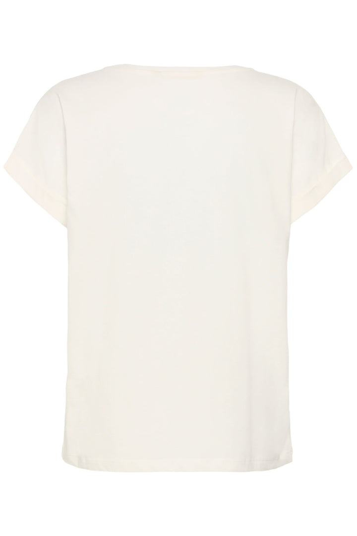 Vue de face T-shirt floral Cream femme blanc - Valérie Simon