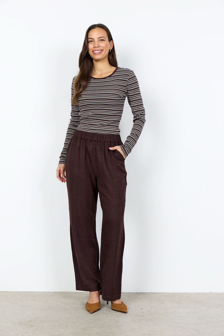 Pantalon Charissa à jambe large et taille élastique