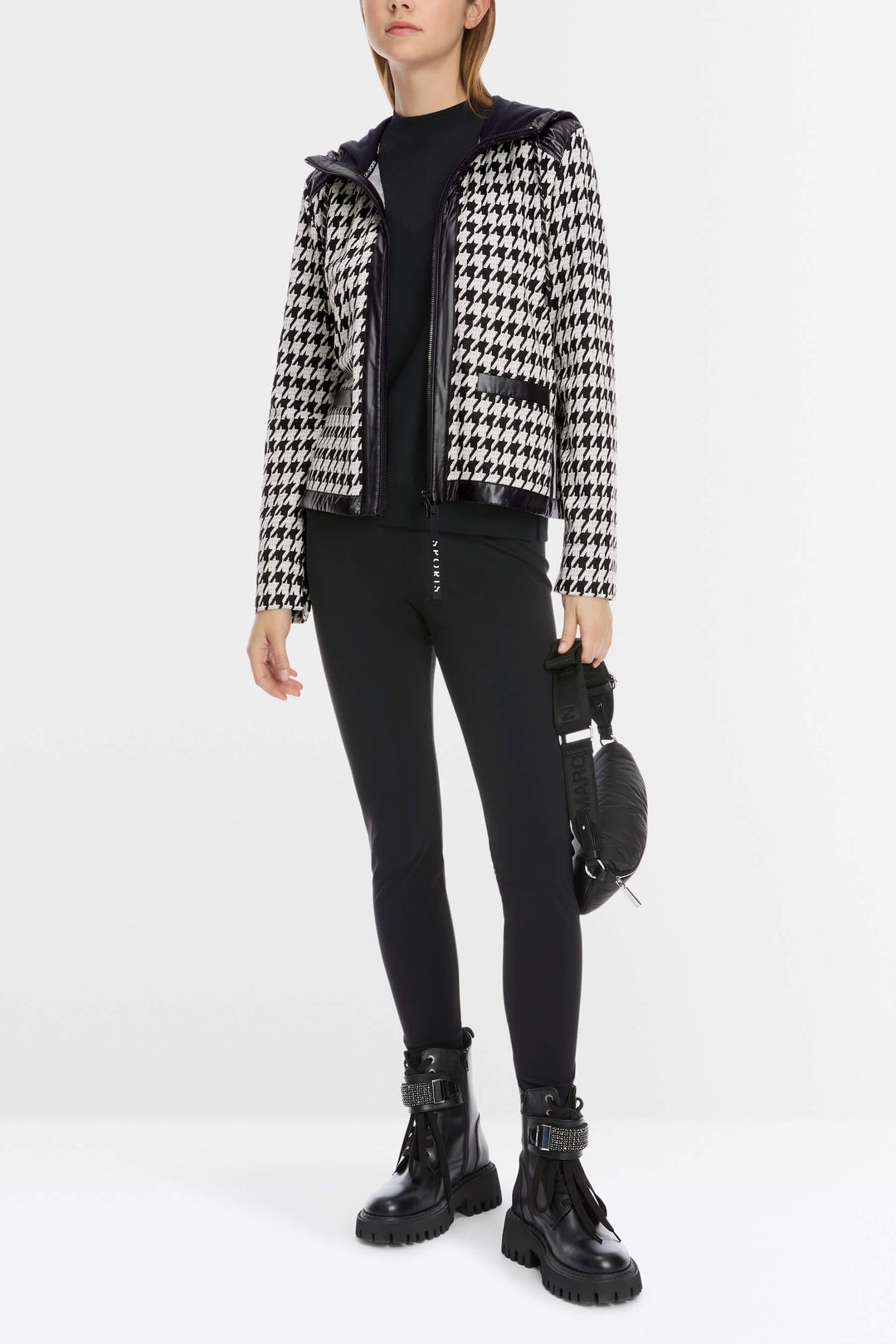 Houndstooth jacket with hood