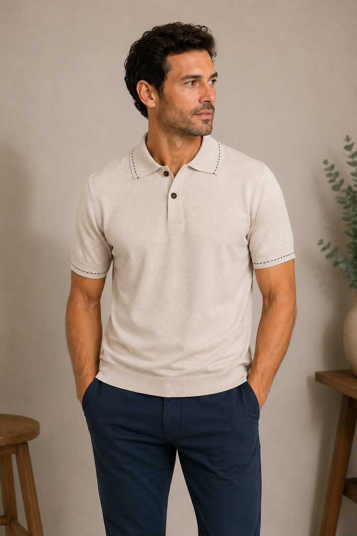 Silk and cotton polo shirt