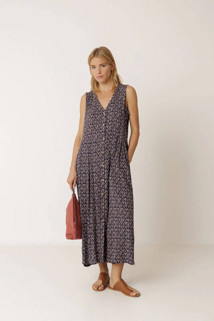 Reversible midi dress with a print