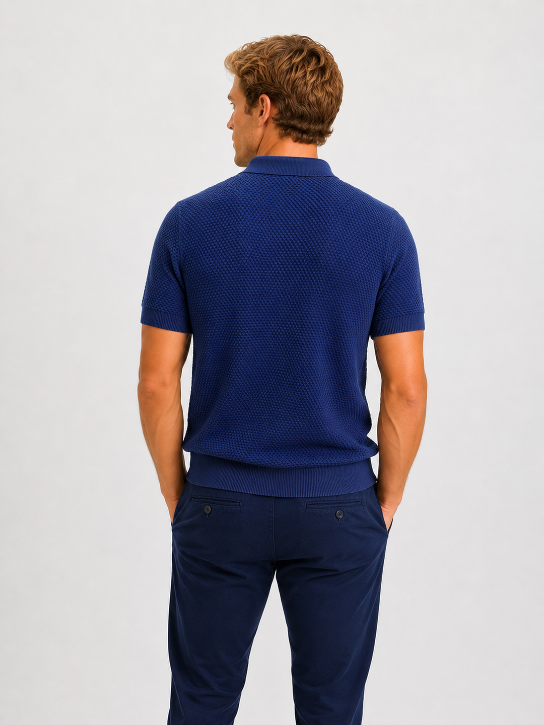 Textured cotton polo shirt