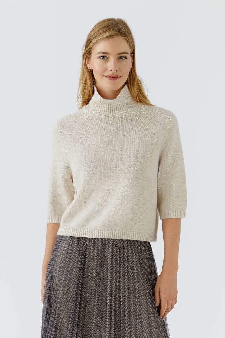 Tricot à col montant et manches mi-longues pour femme Oui