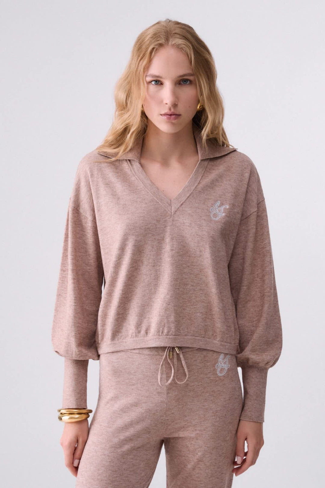 Polo collar knit for women liujo