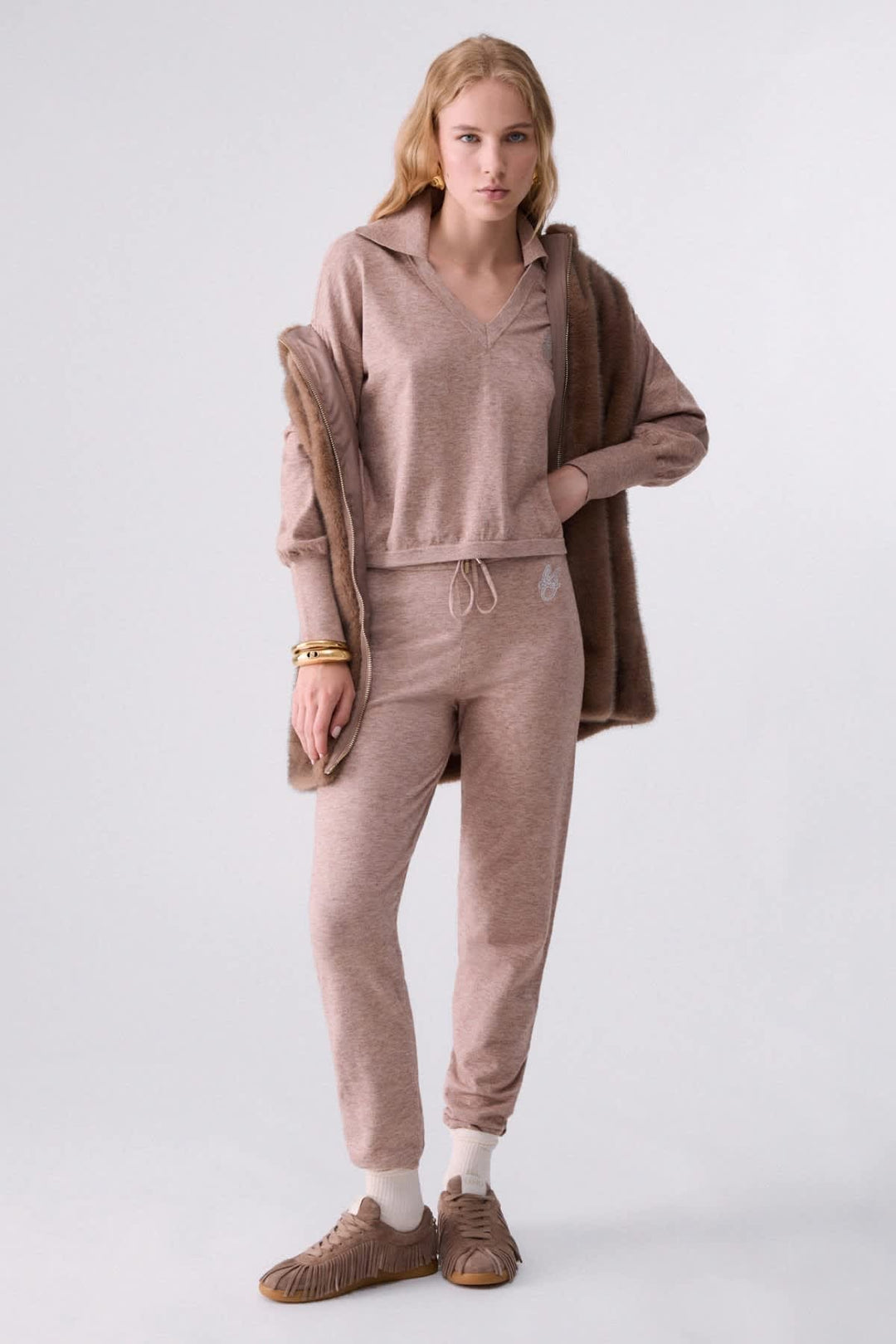 Polo collar knit for women liujo